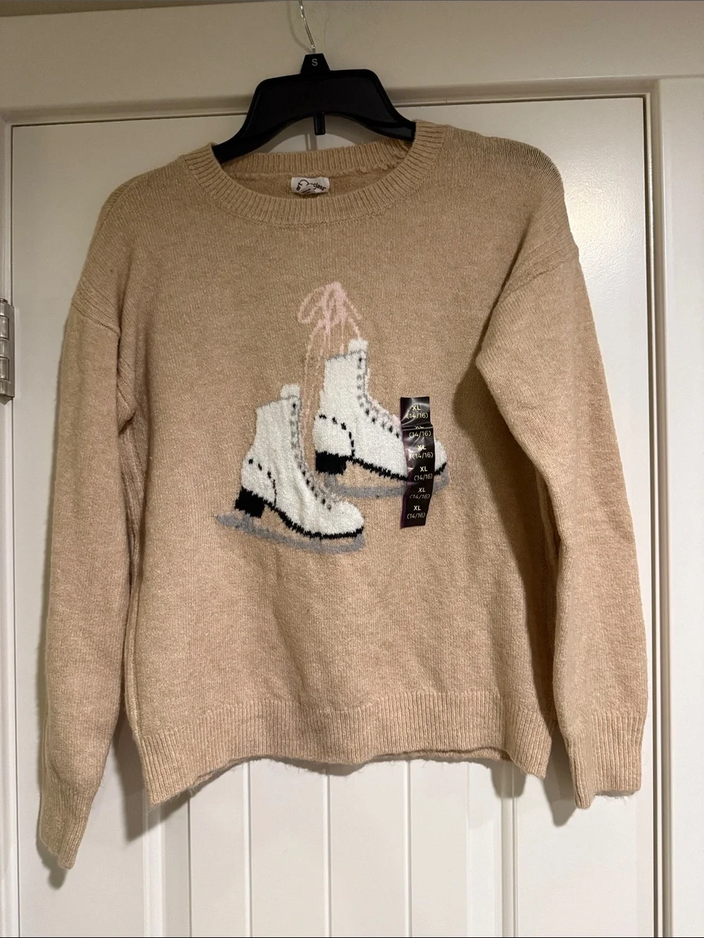 Beige Ice Skate Knit Sweater